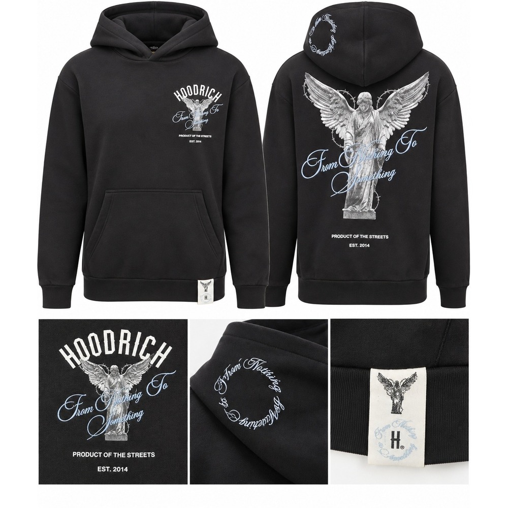 Hoodrich Vital Angel Hoodie Mens Black NWOT Graphic Pullover Streetwear